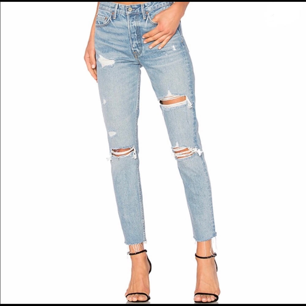 GRLFRND Karolina High rise skinny ripped jeans